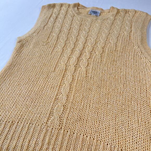 Chelsea Place Vintage Yellow Silk Blend Cable Knit Sweater Vest Size Medium - Picture 3 of 5